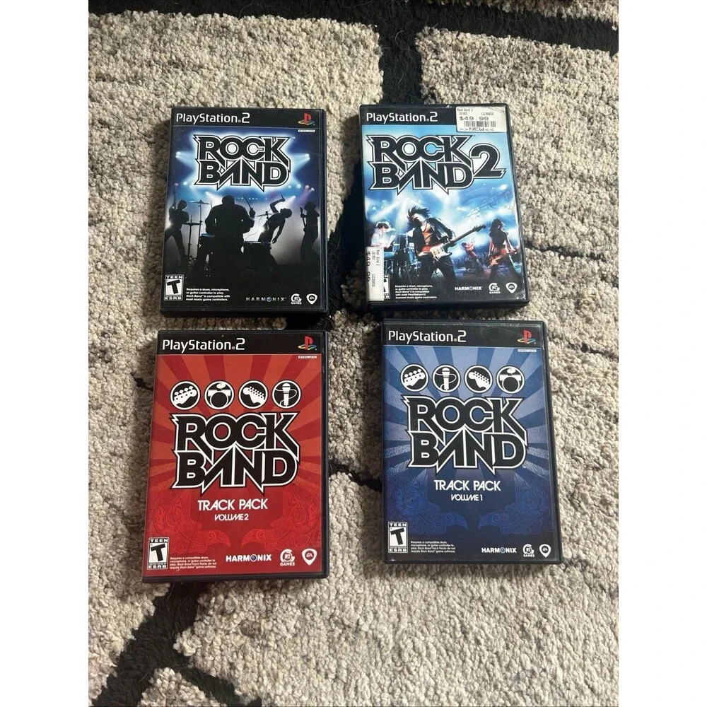 Rock Band,Rock Band 2 Track Pack 1 and 2 PlayStation 2 Bundle PS2 Complete